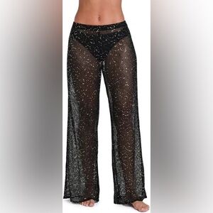 Black Sequin Mesh Pants